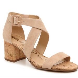 Sam Edelman Suede and Cork Nude Heels